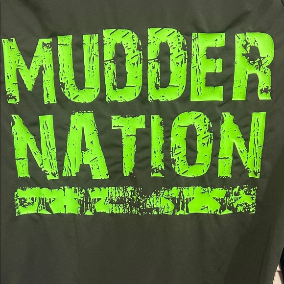 Under Armour Black & Army Green Compression Shirt w/ Neon Tough Mudder Graphics - Picture 3 of 9